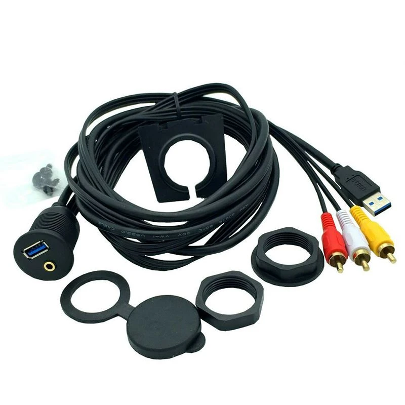 USB 3.0 3.5mm AUX to USB 3.0 3 RCA Flush Mount Cable USB 3.0 3.5mm AUX to USB 3.0 3 RCA Flush Mount Cable